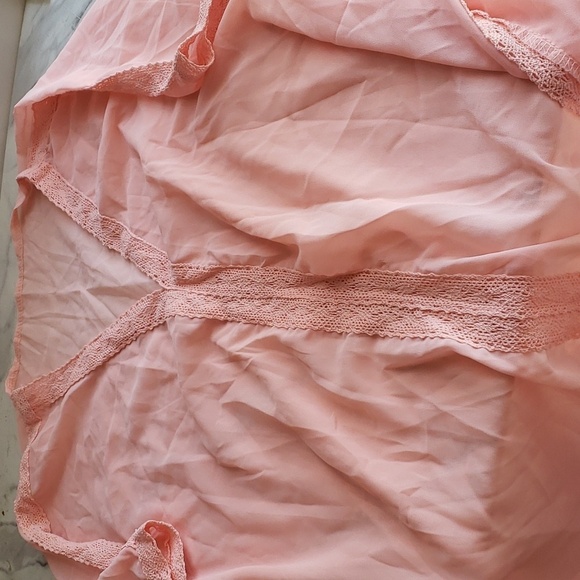 Peach Chiffon and Lace Trimmed Boho Oversized Pullover SwimSuit Cover Up OSFM - Picture 4 of 11